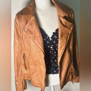 Brown leather jacket and floral going out top bundle